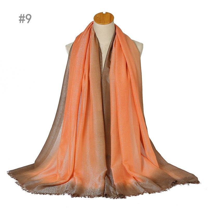 YZ07New style hand-painted short beard ladies scarf shawl plain color hijab - MinYang Fashion Apparel Accessory Manufacturer