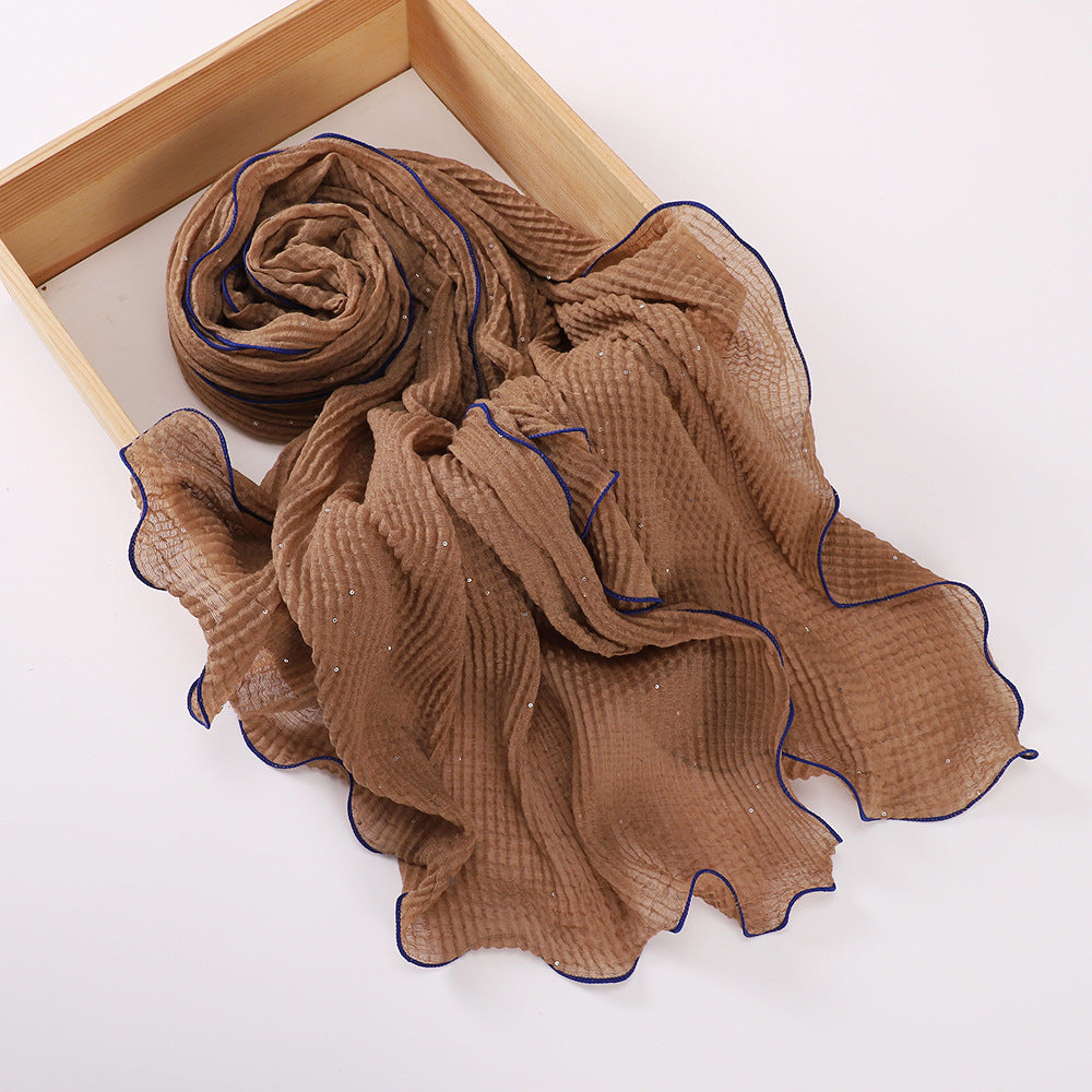 MSL377 Honeycomb wrinkled scarf - MOQ:2