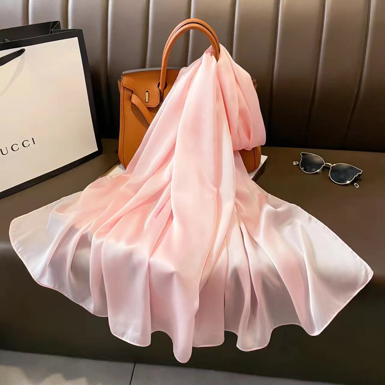 sd236 Solid color imitation silk sunscreen beach towel