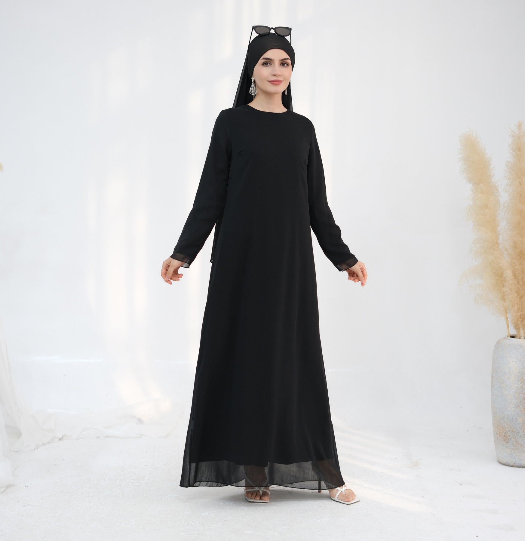 LR866+LR867 (abaya + hijab + underwear)Elegant Cardigan abaya
