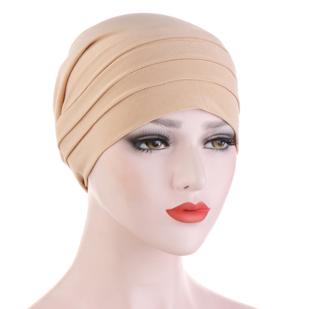 TJM-Crystal Hemp Three Stripes plain hijab turban hat - MinYang Fashion Apparel Accessory Manufacturer