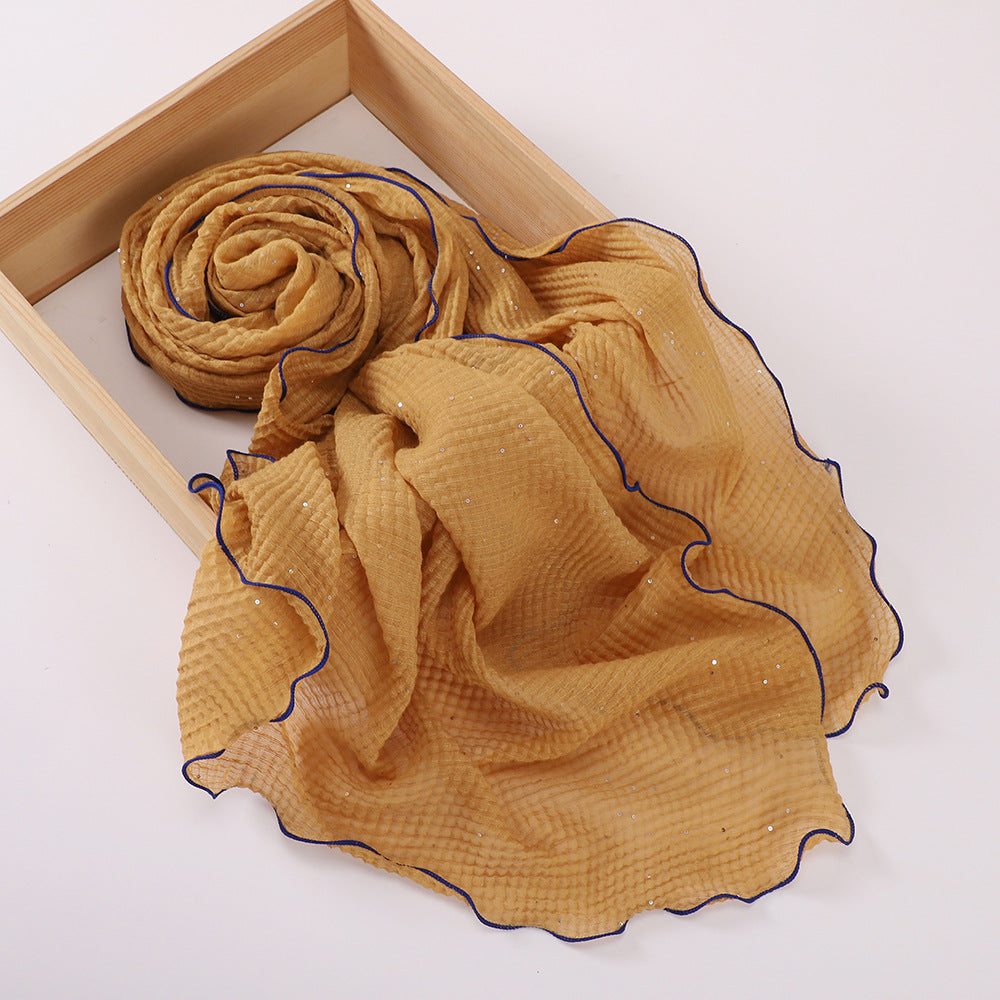 MSL377 Honeycomb wrinkled scarf - MOQ:2