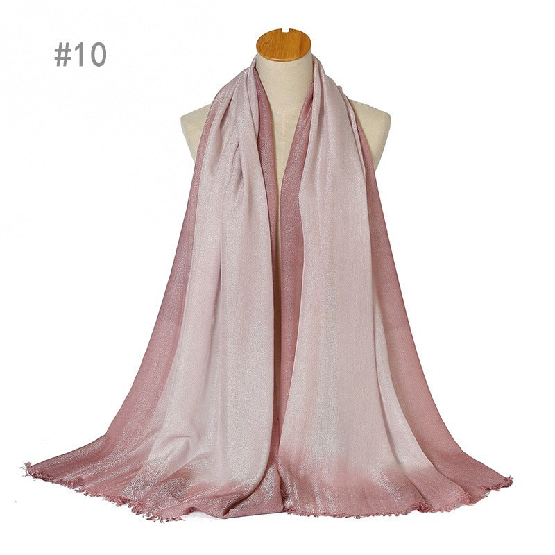 YZ07New style hand-painted short beard ladies scarf shawl plain color hijab - MinYang Fashion Apparel Accessory Manufacturer