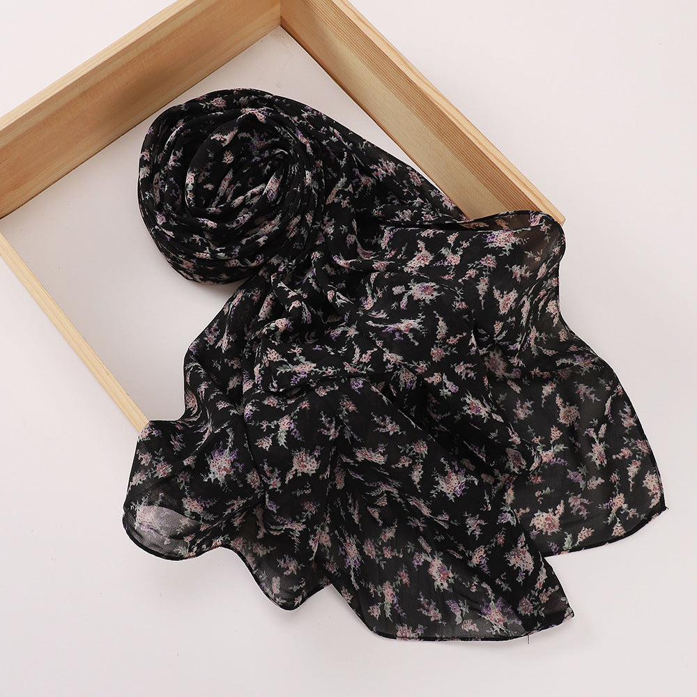 MSL358 Rose flower print hijab (MOQ:2 pieces)