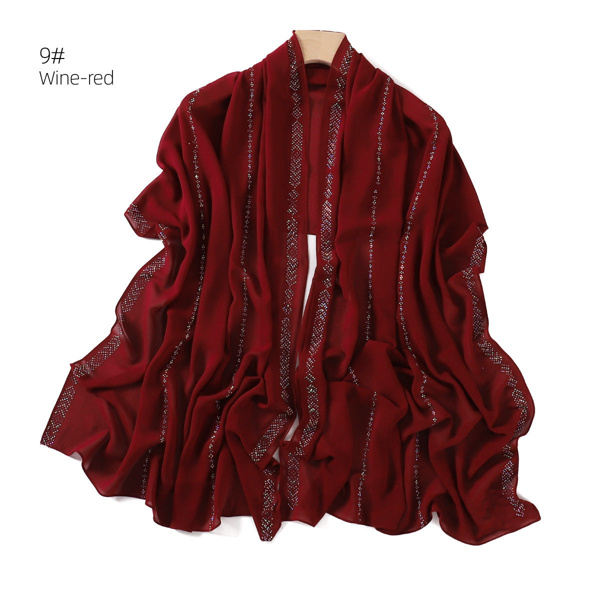 YZ194 Diamond chain, hot diamond pearl chiffon scarf, silver long headscarf hijab hijab/tudung handmade Crystal rhinestone - MinYang Fashion Apparel Accessory Manufacturer