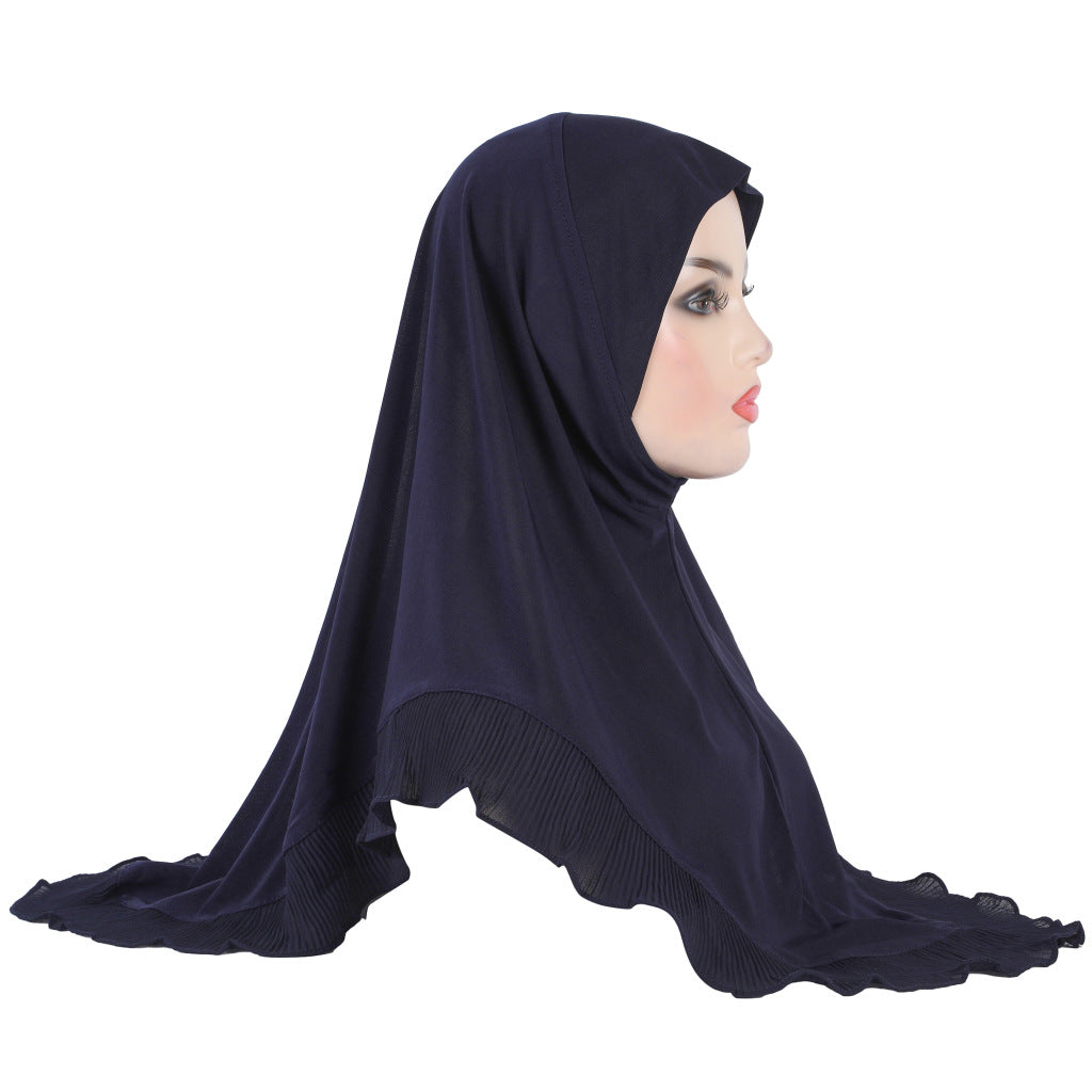H322 GIRLS COTTON JERSEY WITH LACE INSTANT HIJAB - MinYang Fashion Apparel Accessory Manufacturer