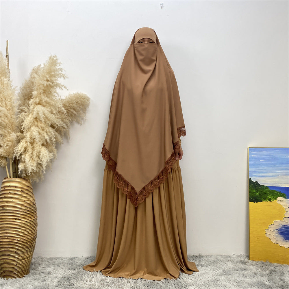 2306 plain lace edge Large Khimar hijab - MinYang Fashion Apparel Accessory Manufacturer