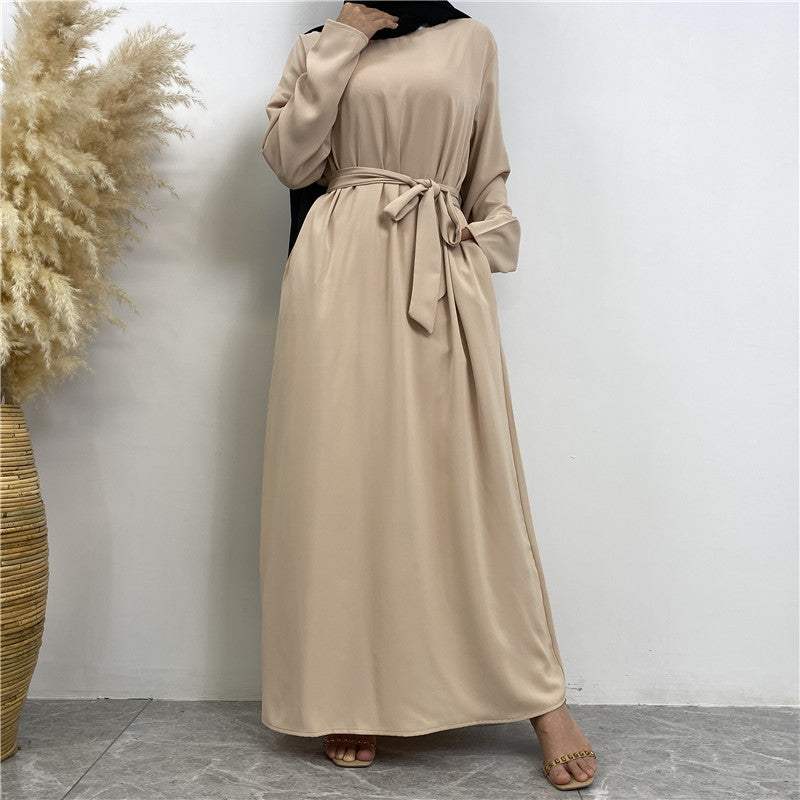 6597  Solid Tie Pocket Muslin Dress - MinYang Fashion Apparel Accessory Manufacturer