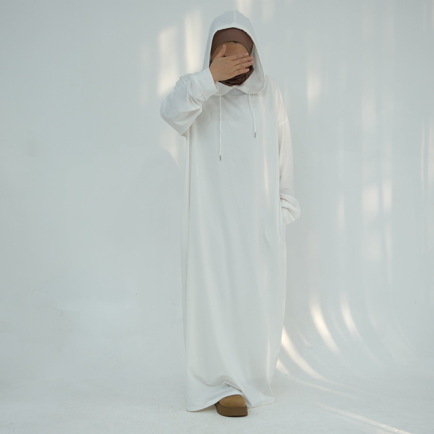 LR921 Solid color hooded sweater dress