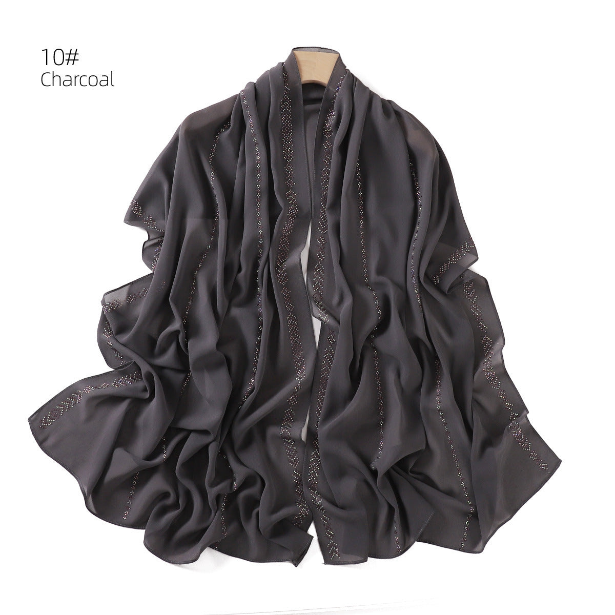 YZ194 Diamond chain, hot diamond pearl chiffon scarf, silver long headscarf hijab hijab/tudung handmade Crystal rhinestone - MinYang Fashion Apparel Accessory Manufacturer