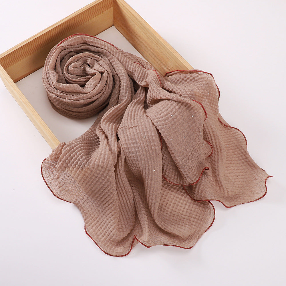 MSL377 Honeycomb wrinkled scarf - MOQ:2