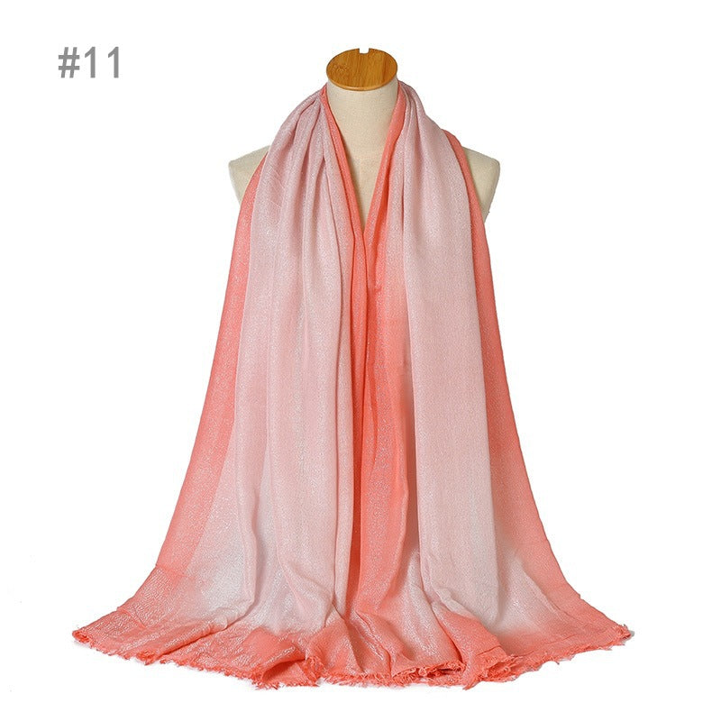 YZ07New style hand-painted short beard ladies scarf shawl plain color hijab - MinYang Fashion Apparel Accessory Manufacturer