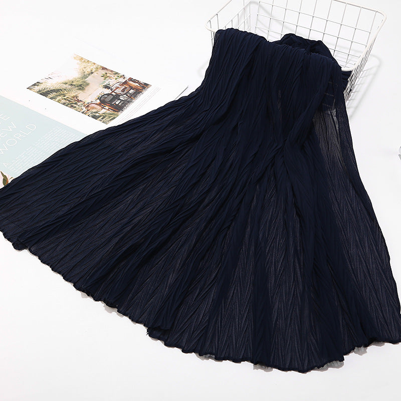 MSL072 New pearl chiffon pleated head scarf Fashion leaf wrinkled solid color scarf - MinYang Fashion Apparel Accessory Manufacturer