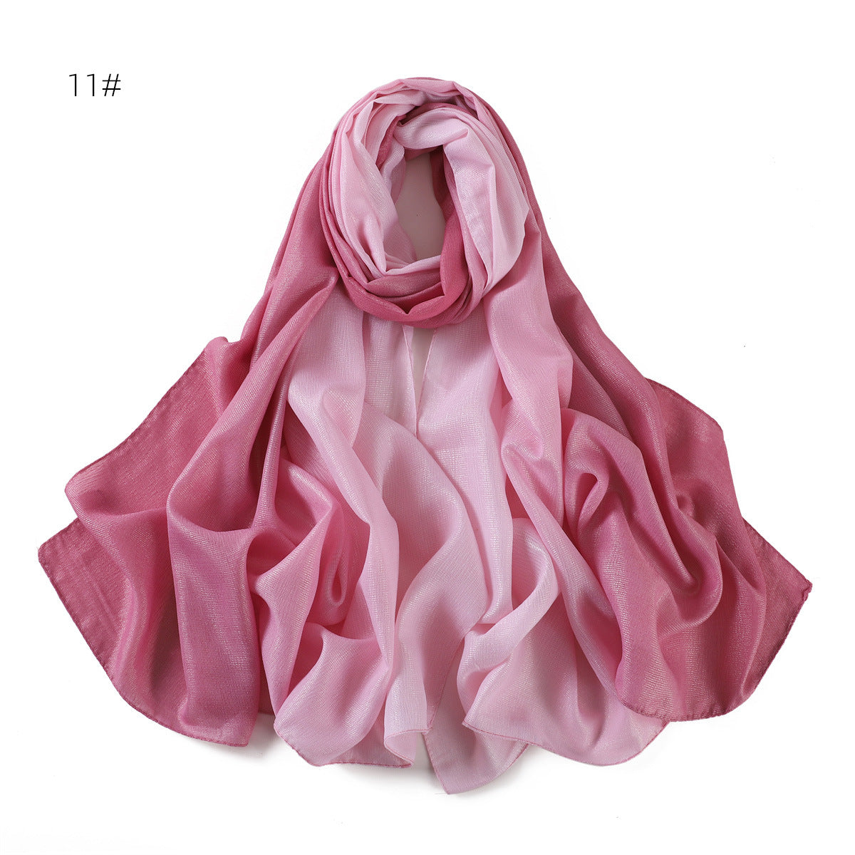 YZ199 Warna kecerunan selendang sutera tiruan yang dilukis dengan tangan selendang perak tudung sutera selendang wanita selendang panjang Melayu Indonesia