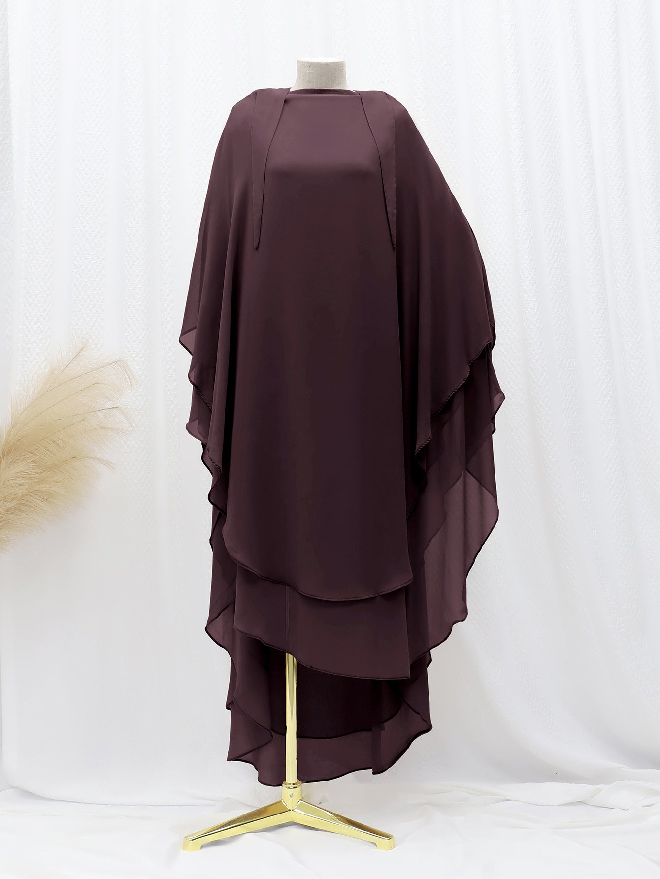 LN1027 Amazon solid color double-layer chiffon large swing headscarf solid color large headscarf
