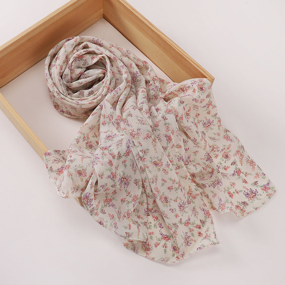 MSL358 Rose flower print hijab (MOQ:2 pieces)