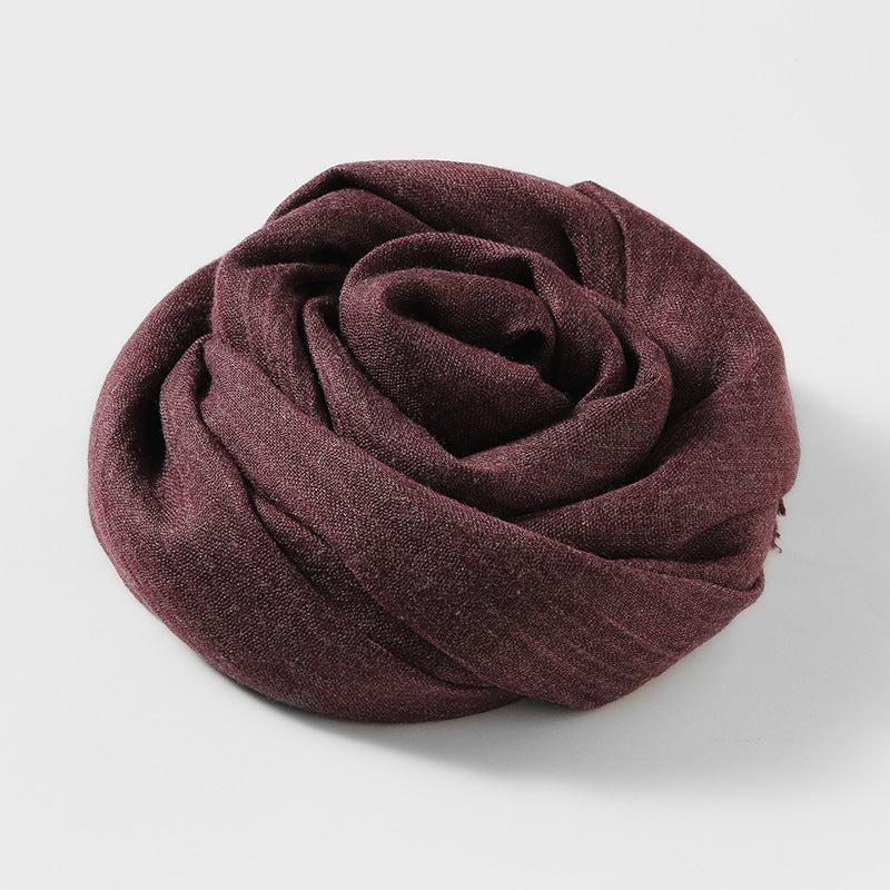 MM02 Bufanda de algodón y lino de color liso para mujer