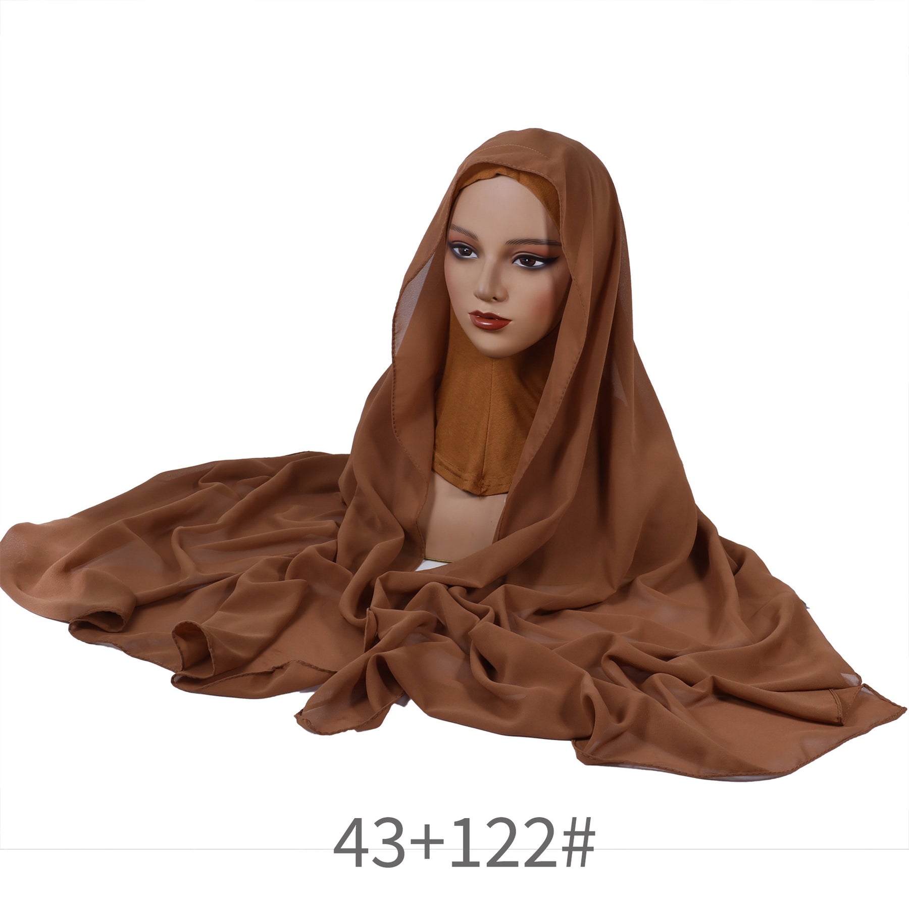 YZ136 Solid color pearl chiffon hijab and base hat combination