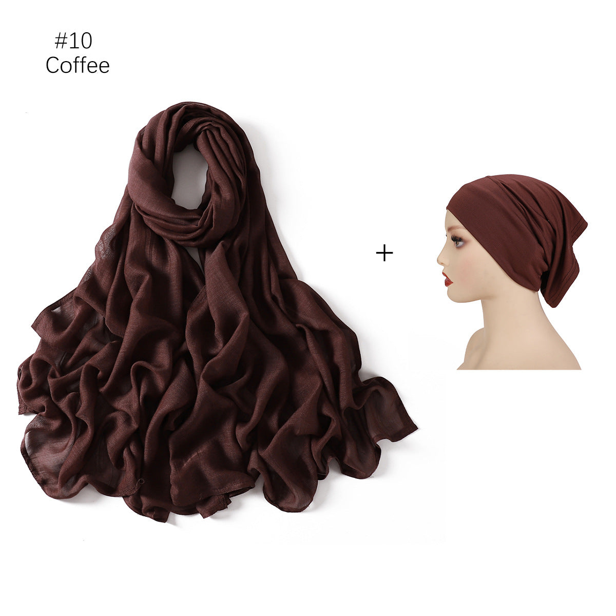 YZ235 Wide Edge Thin Modal Large Size Hijab/Scarf With Cap Set