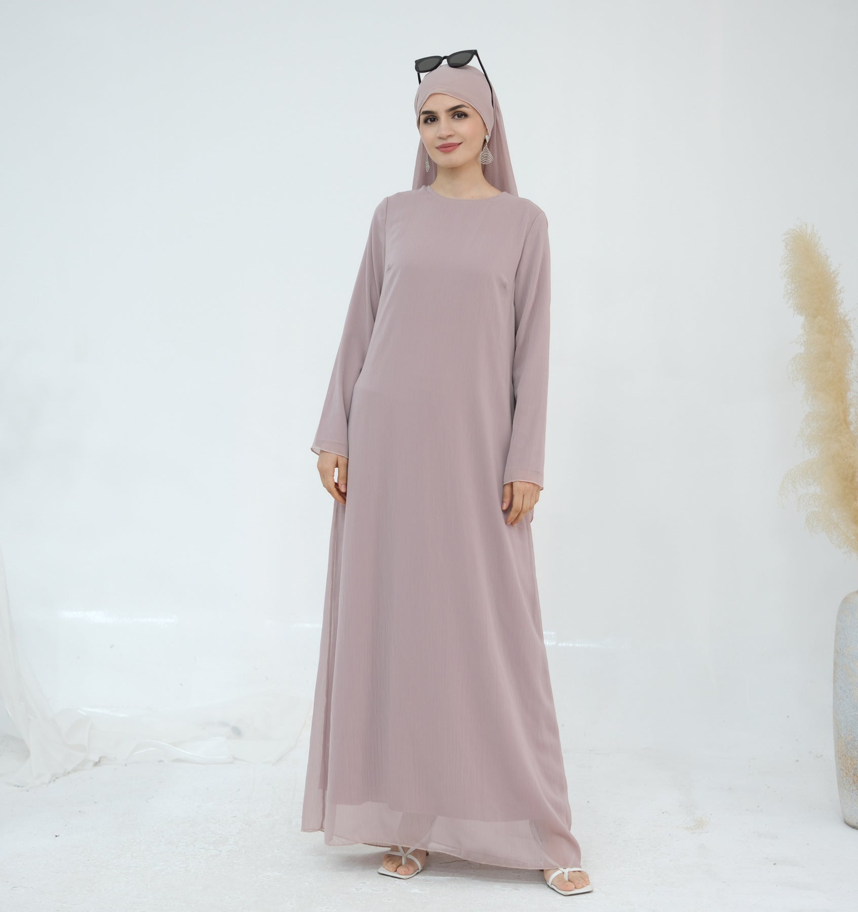 LR866+LR867 (abaya + hijab + underwear)Elegant Cardigan abaya