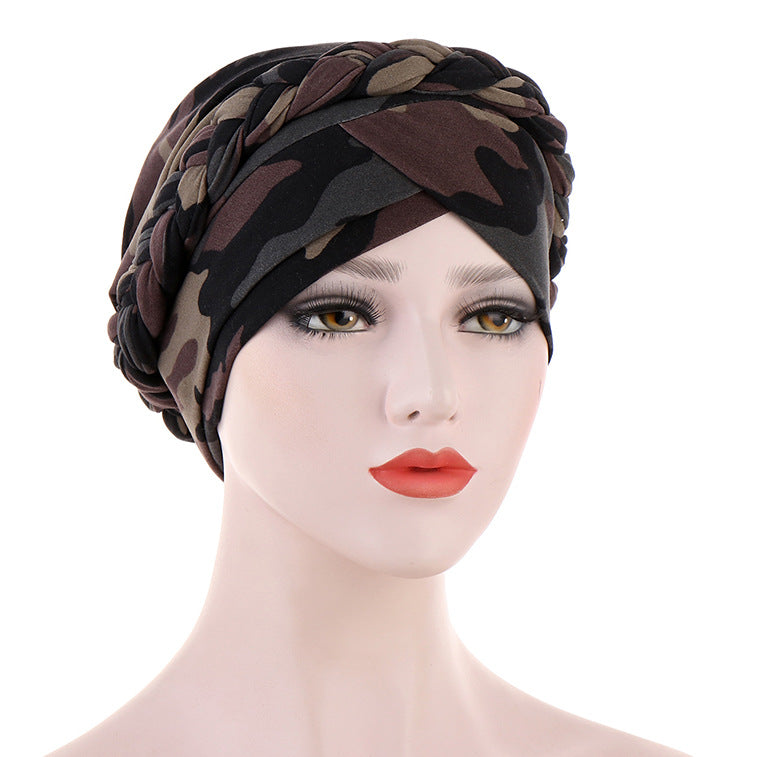TJM-Floral short braids printed hijab turban hat - MinYang Fashion Apparel Accessory Manufacturer