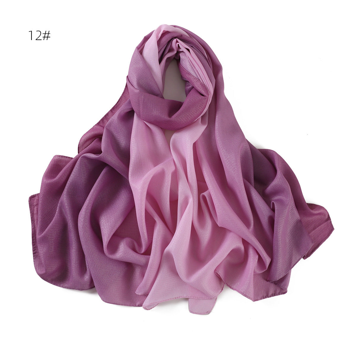 YZ199 Warna kecerunan selendang sutera tiruan yang dilukis dengan tangan selendang perak tudung sutera selendang wanita selendang panjang Melayu Indonesia