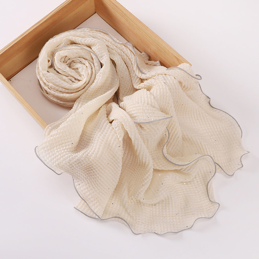MSL377 Honeycomb wrinkled scarf - MOQ:2