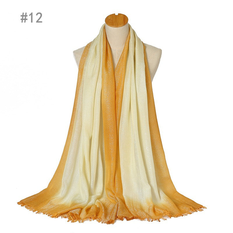 YZ07New style hand-painted short beard ladies scarf shawl plain color hijab - MinYang Fashion Apparel Accessory Manufacturer