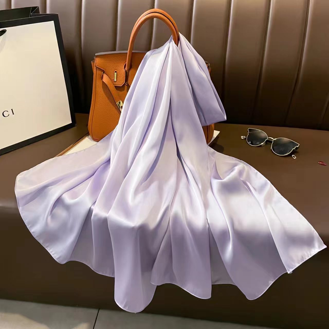 sd236 Solid color imitation silk sunscreen beach towel