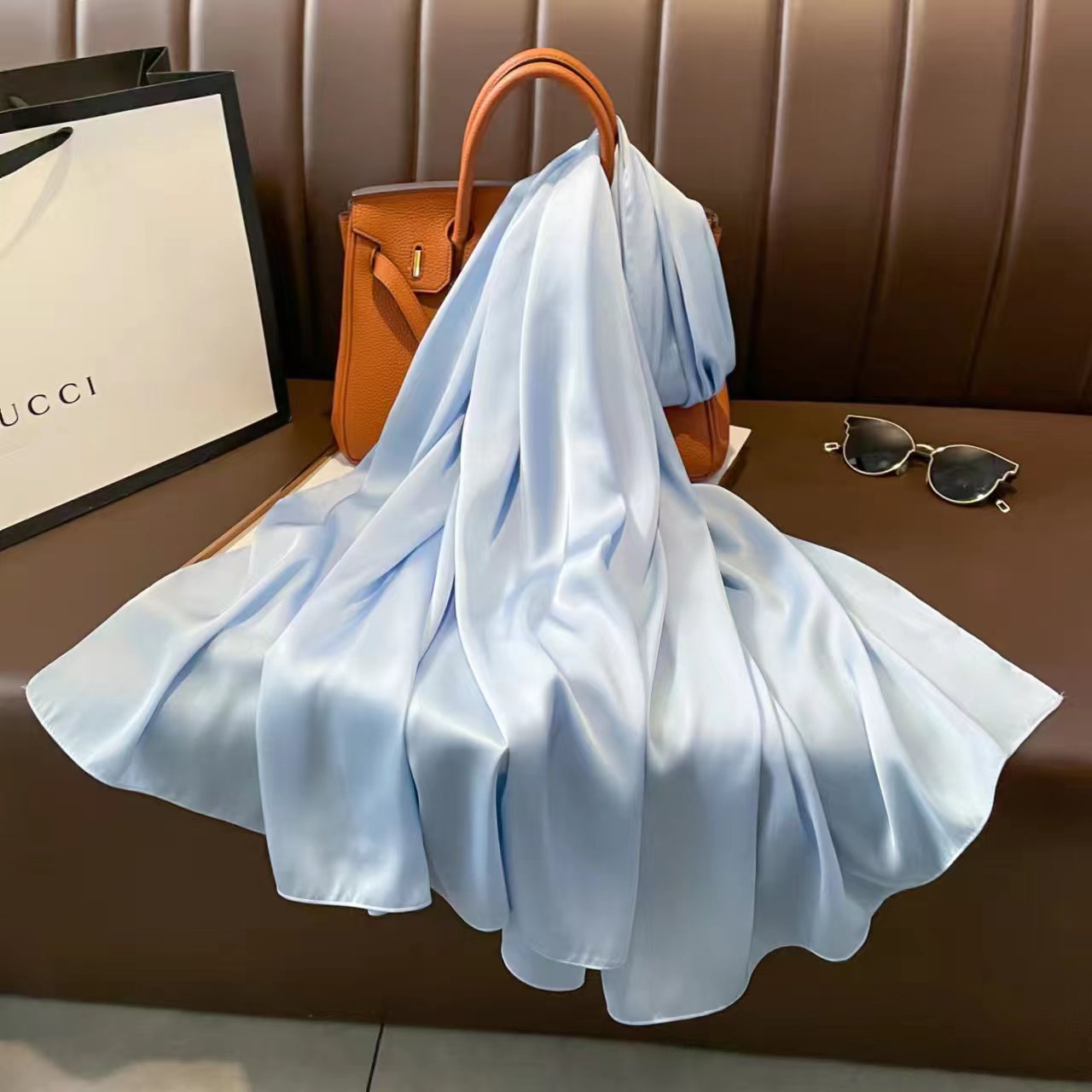 sd236 Solid color imitation silk sunscreen beach towel
