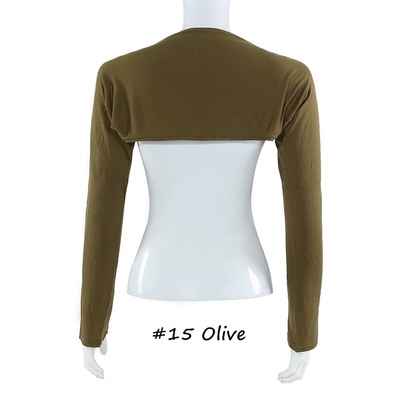 YZ17 Solid color modal cotton bottoming shoulder sleeves