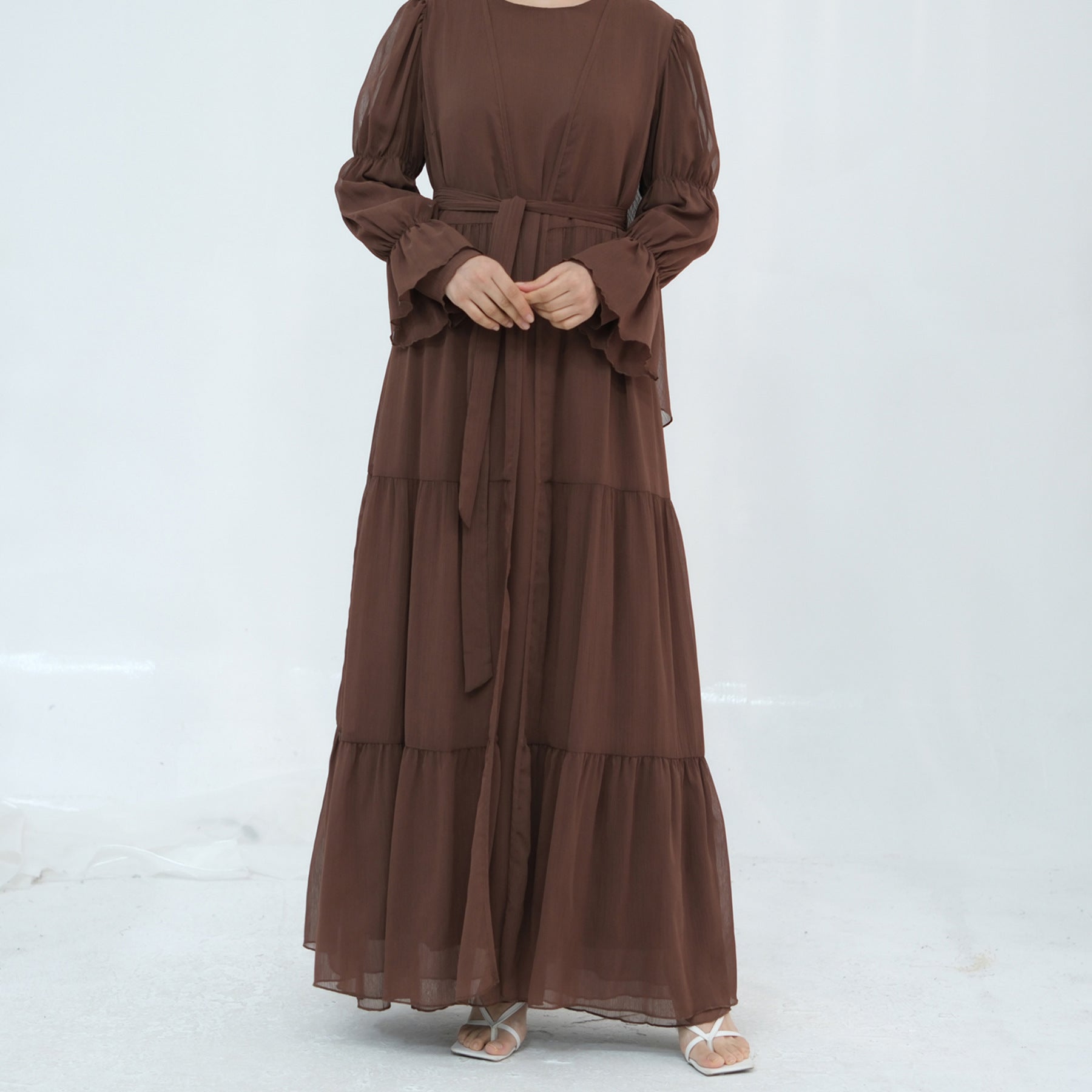 LR866+LR867 (abaya + hijab + underwear)Elegant Cardigan abaya