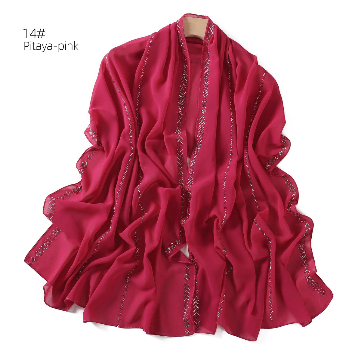 YZ194 Diamond chain, hot diamond pearl chiffon scarf, silver long headscarf hijab hijab/tudung handmade Crystal rhinestone - MinYang Fashion Apparel Accessory Manufacturer