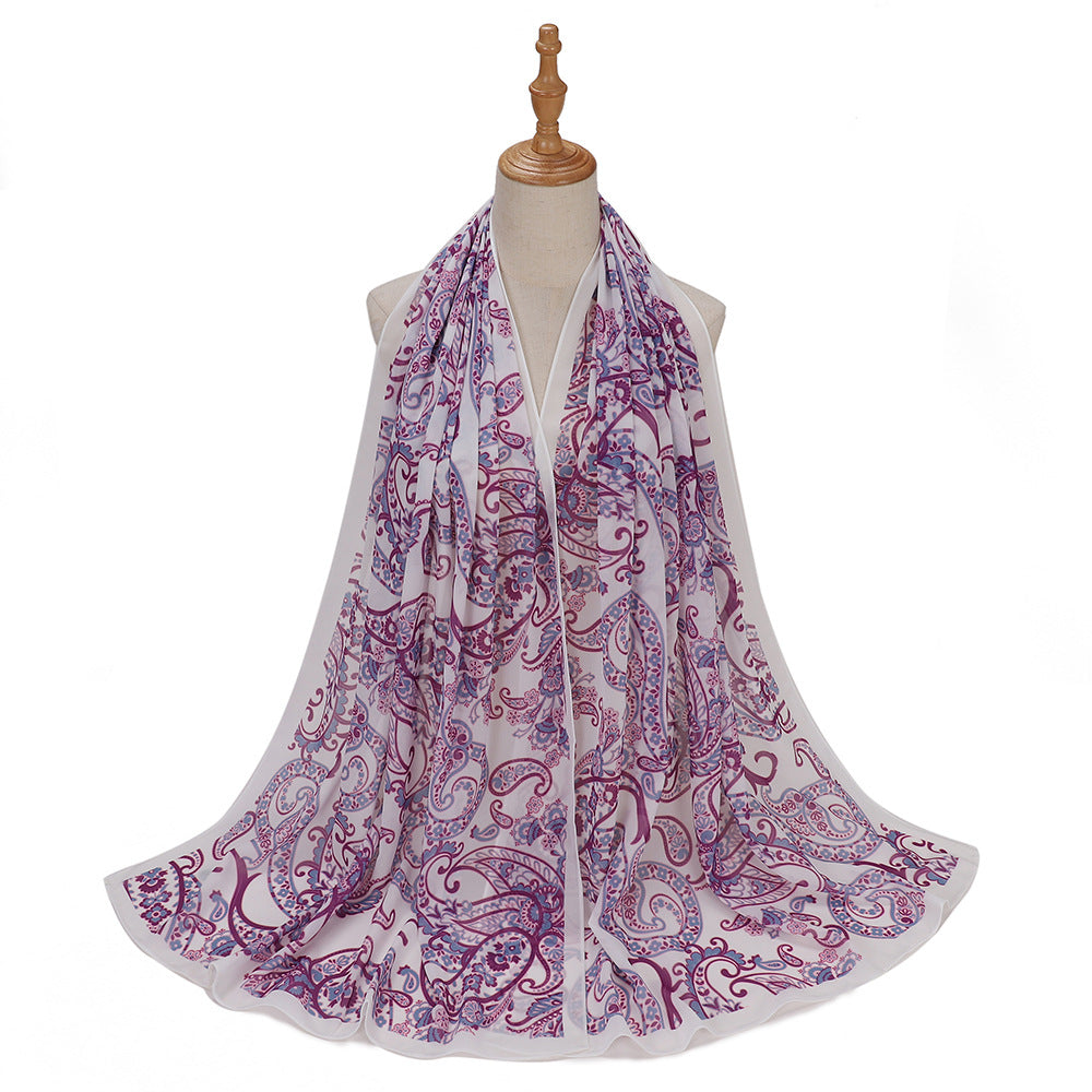 MSL333 New spring and summer pearl chiffon digital printing color scarf New spring and summer pearl chiffon digital printing color scarf