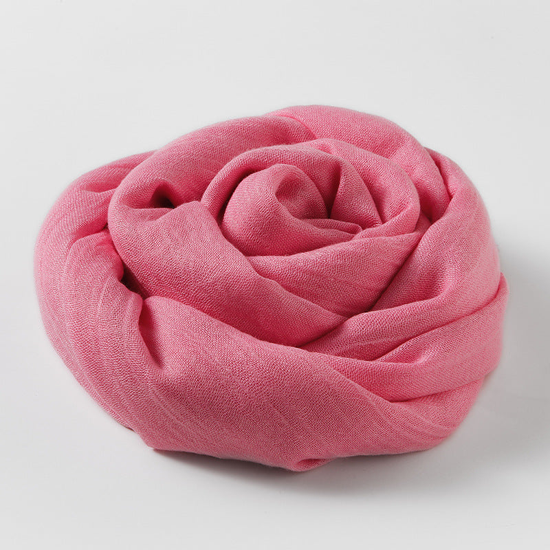 MM02 Bufanda de algodón y lino de color liso para mujer