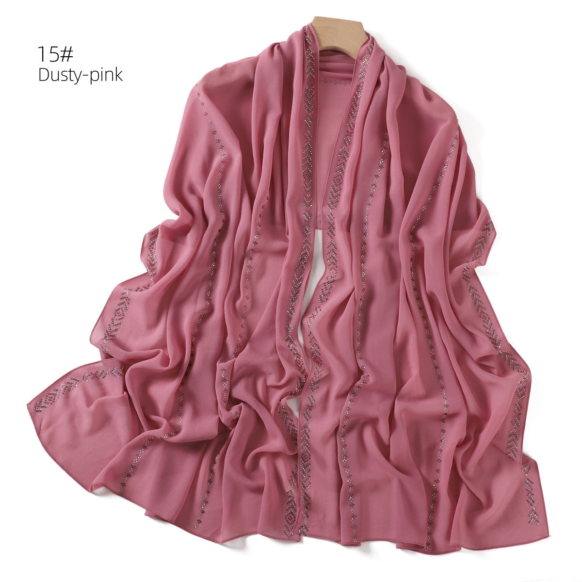 YZ194 Diamond chain, hot diamond pearl chiffon scarf, silver long headscarf hijab hijab/tudung handmade Crystal rhinestone - MinYang Fashion Apparel Accessory Manufacturer
