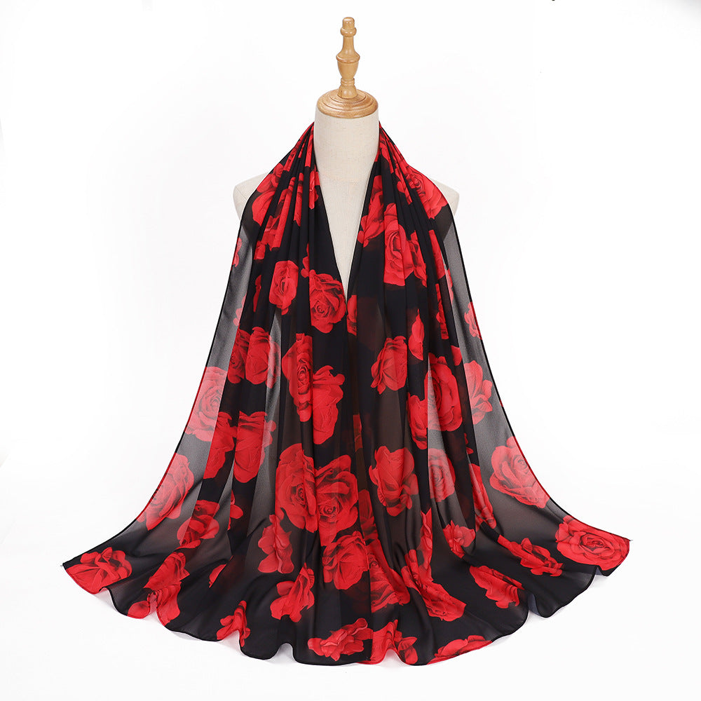 MSL333 New spring and summer pearl chiffon digital printing color scarf New spring and summer pearl chiffon digital printing color scarf