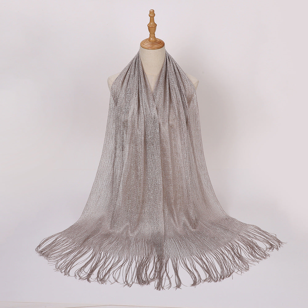 MSL336 New Gold and Silver Silk Flat Scarf Evening Dress Shawl Women - MinYang Fashion Apparel Accessory Manufacturer