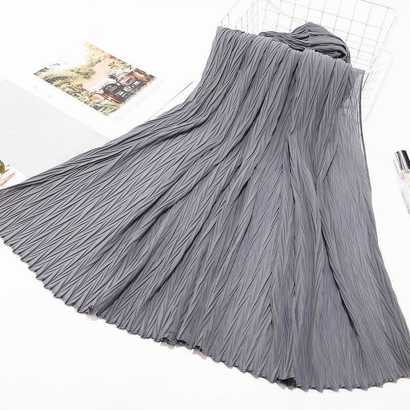 MSL072 New pearl chiffon pleated head scarf Fashion leaf wrinkled solid color scarf - MinYang Fashion Apparel Accessory Manufacturer