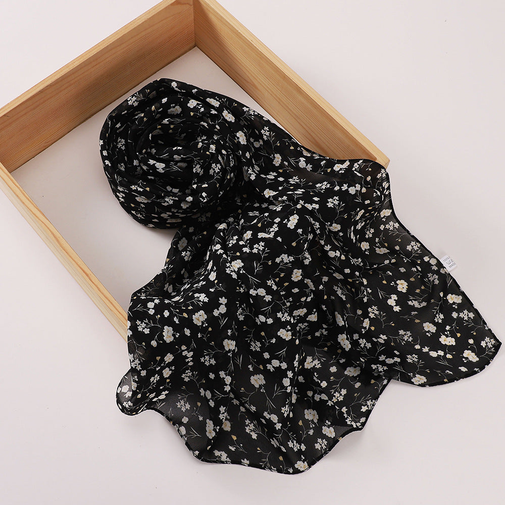 MSL358 Rose flower print hijab (MOQ:2 pieces)