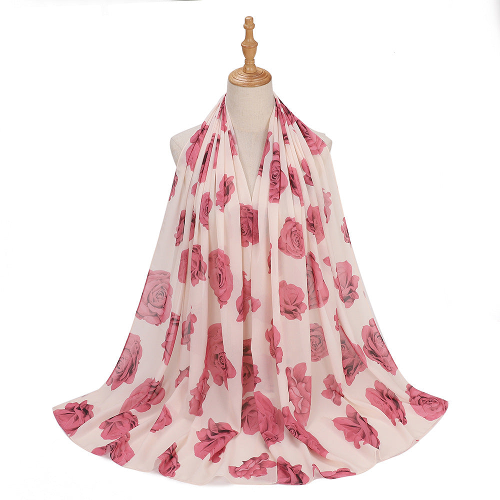MSL333 New spring and summer pearl chiffon digital printing color scarf New spring and summer pearl chiffon digital printing color scarf