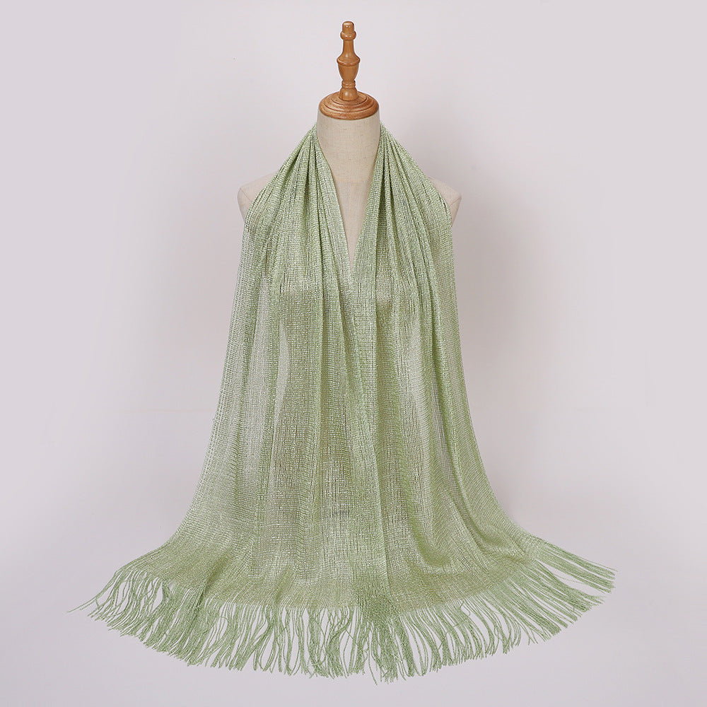 MSL336 New Gold and Silver Silk Flat Scarf Evening Dress Shawl Women - MinYang Fashion Apparel Accessory Manufacturer