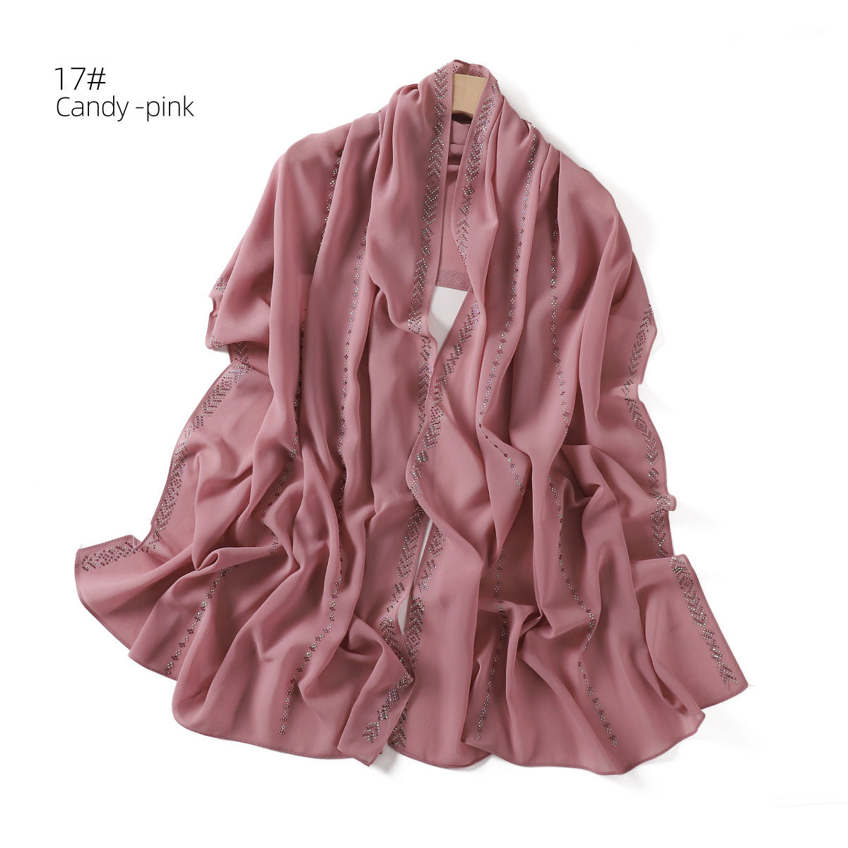 YZ194 Diamond chain, hot diamond pearl chiffon scarf, silver long headscarf hijab hijab/tudung handmade Crystal rhinestone - MinYang Fashion Apparel Accessory Manufacturer