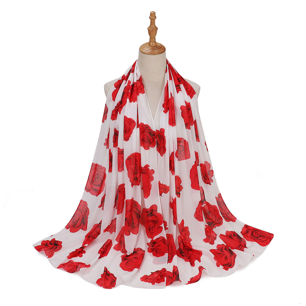 MSL333 New spring and summer pearl chiffon digital printing color scarf New spring and summer pearl chiffon digital printing color scarf