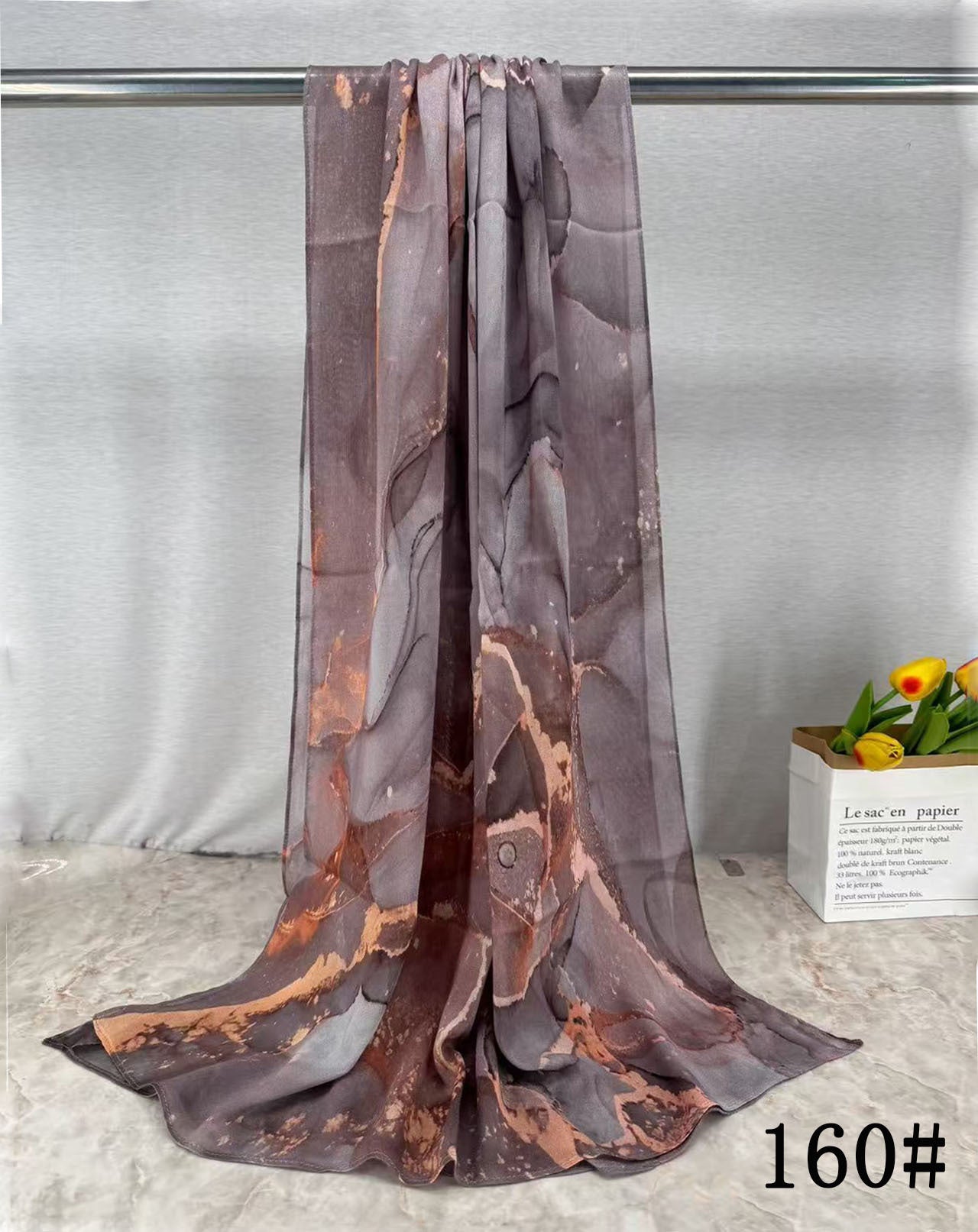 HY013 Printed modal Muslim hijab single stitch