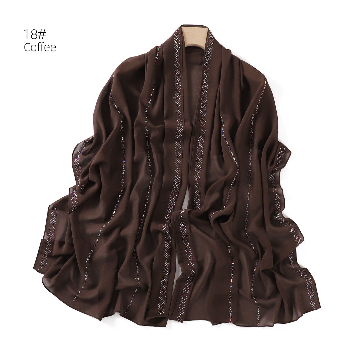 YZ194 Diamond chain, hot diamond pearl chiffon scarf, silver long headscarf hijab hijab/tudung handmade Crystal rhinestone - MinYang Fashion Apparel Accessory Manufacturer