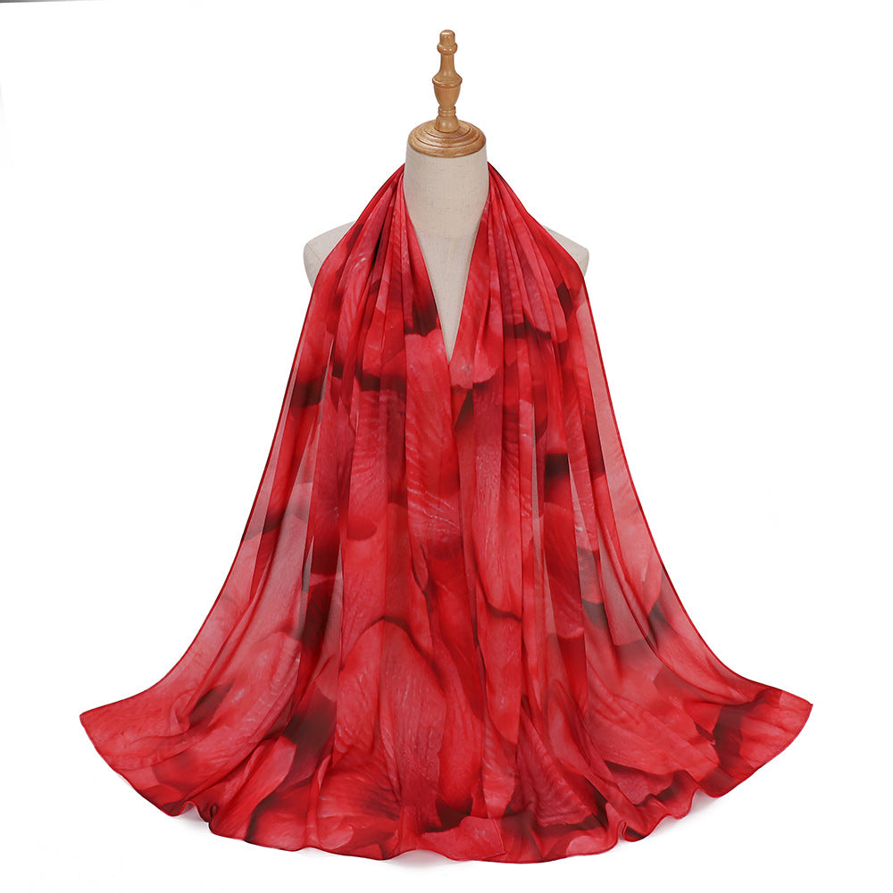 MSL333 New spring and summer pearl chiffon digital printing color scarf New spring and summer pearl chiffon digital printing color scarf
