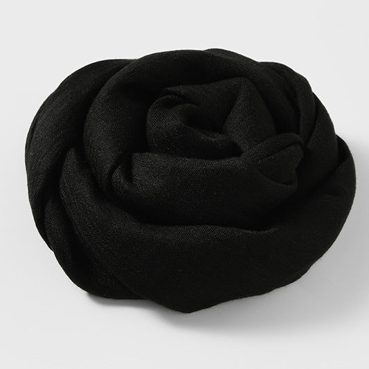 MM02 Bufanda de algodón y lino de color liso para mujer