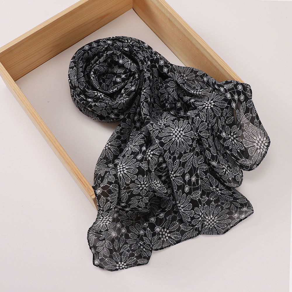 MSL358 Rose flower print hijab (MOQ:2 pieces)