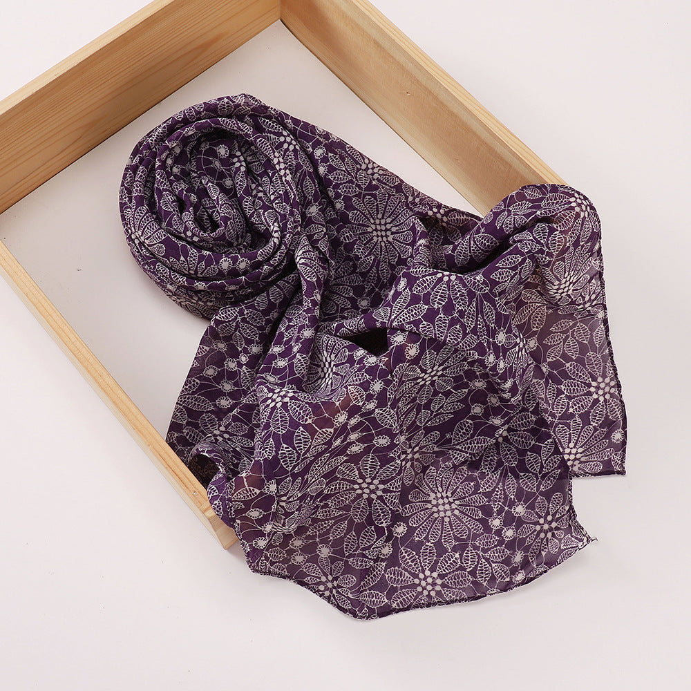 MSL358 Rose flower print hijab (MOQ:2 pieces)